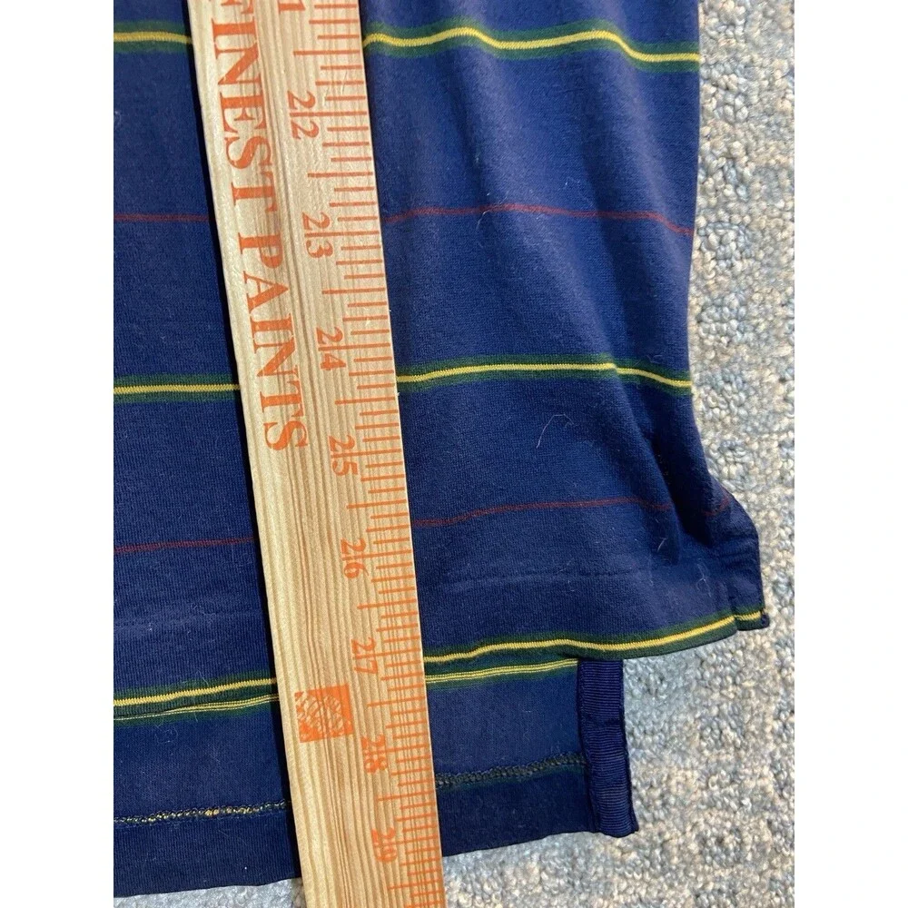 Polo Ralph Lauren Polo Shirt Mens Large Golf Fit Shirt Blue Striped Jersey Vtg